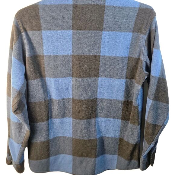 WRANGLER Premium Quality Flannel Men's Medium Fleece Blue Plaid Button Up - Picture 9 of 10